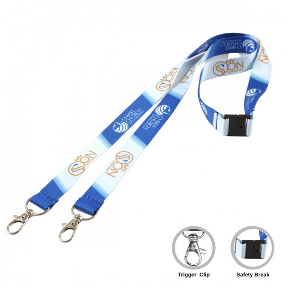 Rpet Full Colour Double Clip Deluxe Lanyards