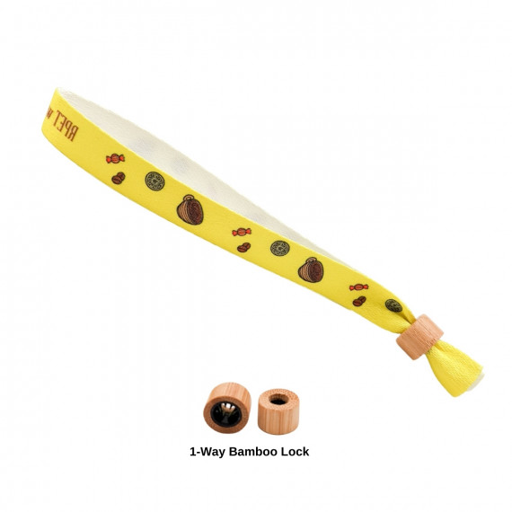 Recycled Fabric Wristband with Bamboo Lock