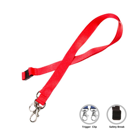 Plain Red Double Clip Lanyards
